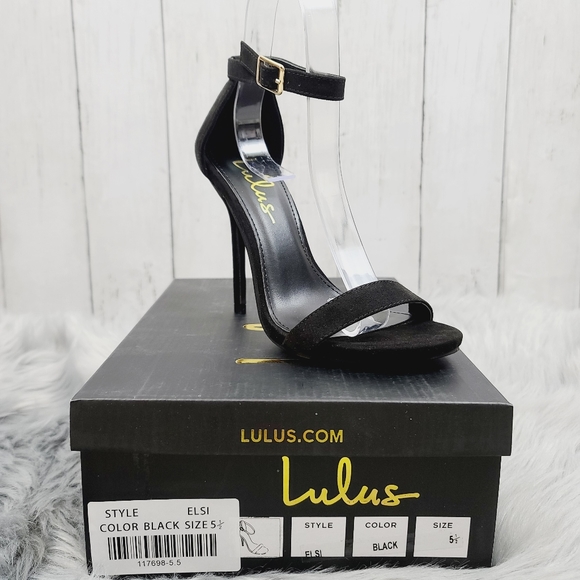 *NEW* Lulu's Black Vegan Suede Heels, single strap - Picture 5 of 12
